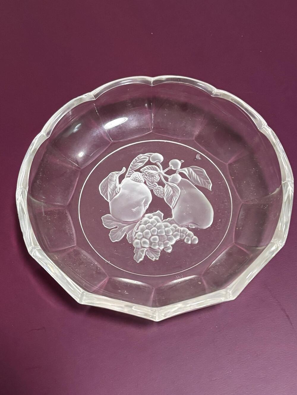 Vtg Val St Lambert Crystal Salad Bowls 6" Etched Scallop Belgium Xmas
